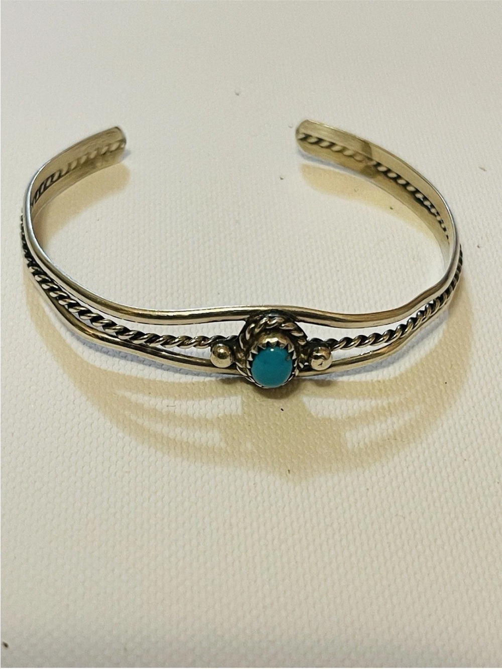 Vtg Sterling Native American Navajo Turquoise Cuff Bracelet Sz 6-6.25”